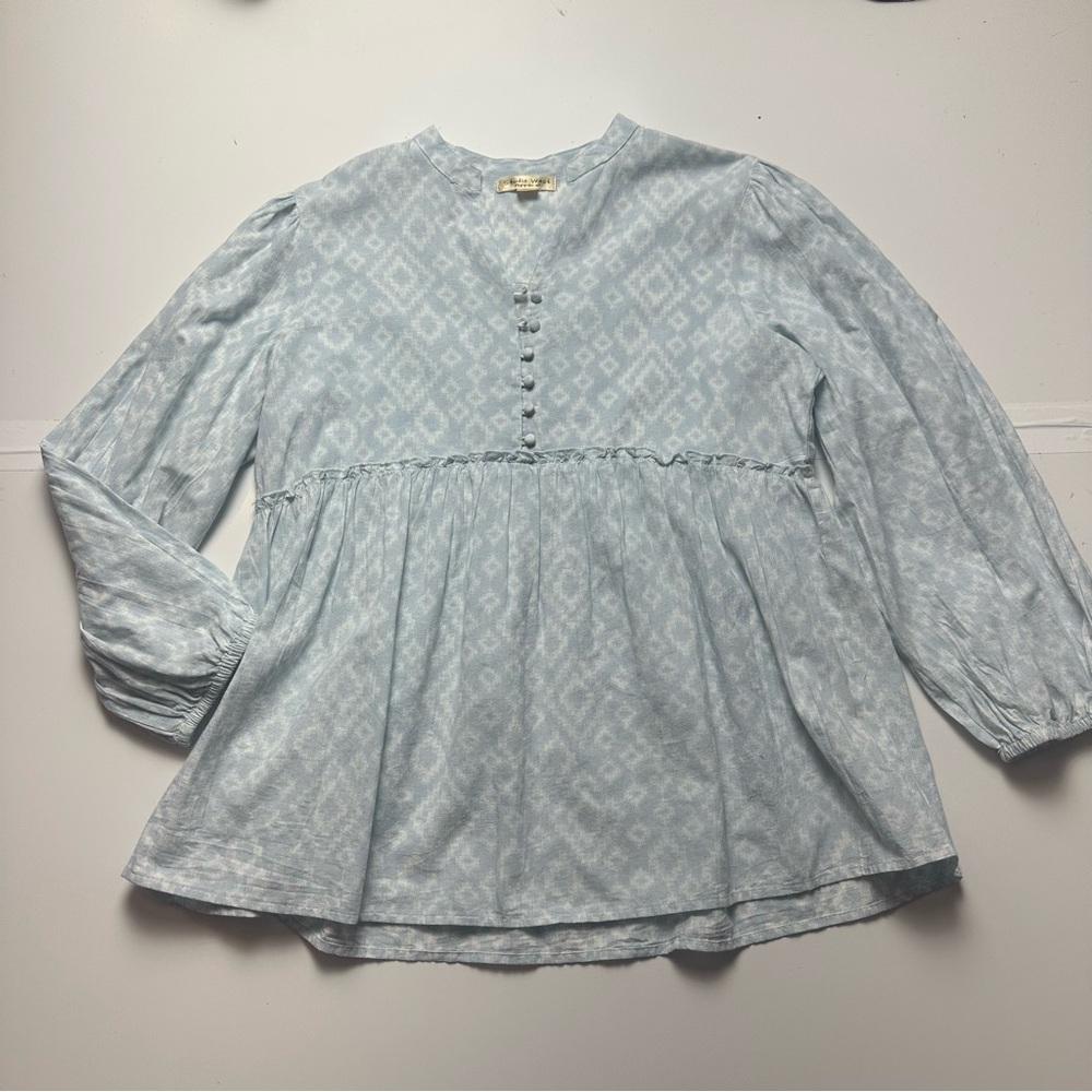 Studio West Textured Cotton Peasant Blouse | Cottagecore Prairie Boho Top